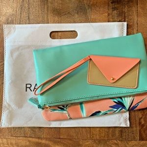 Rachel Pally Reversible Foldover Clutch Zip Top Ta